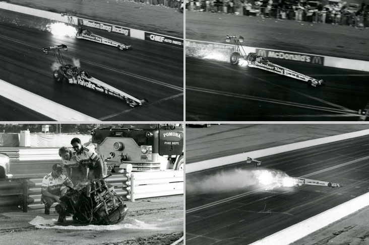 Kenny Bernstein crashes at the 1993 Winternationals