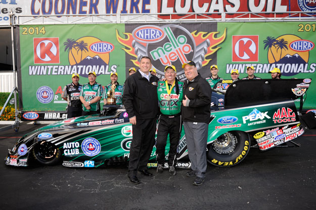 John Force in the 2014 Winternationals winner's circle