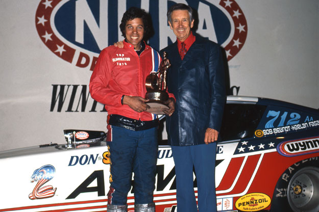 Don Prudhomme in the 1975 Winternationals winner's circle