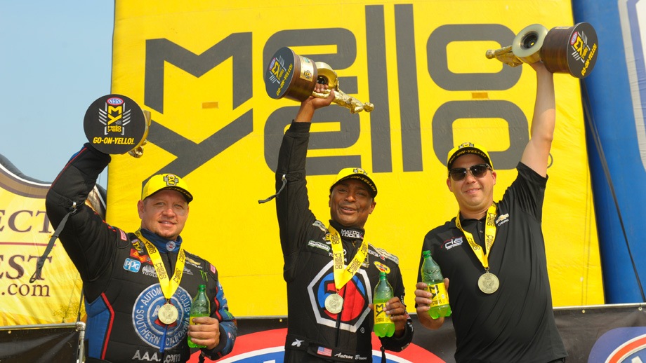 Event winners Robert Hight, Antron Brown, and Drew Skillman