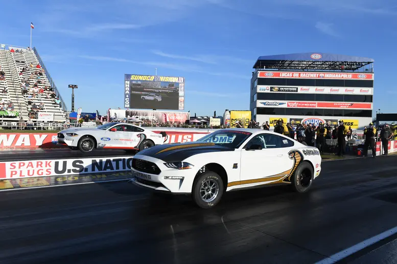 Ford Mustang Cobra Jet match race Gas vs. Electric at NHRA U.S. Nationals