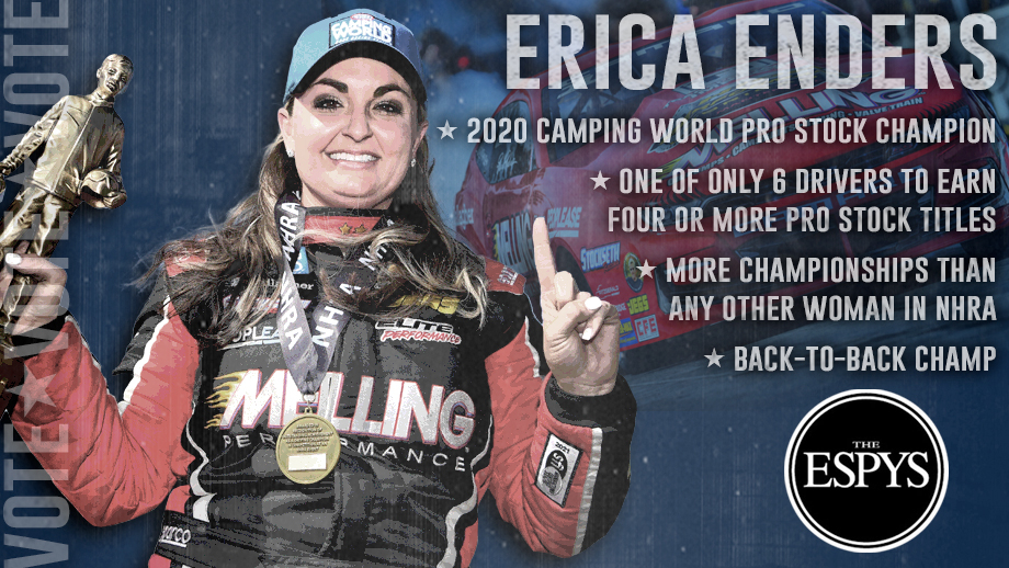 Erica Enders is nominated for The ESPYS Award for Best Driver