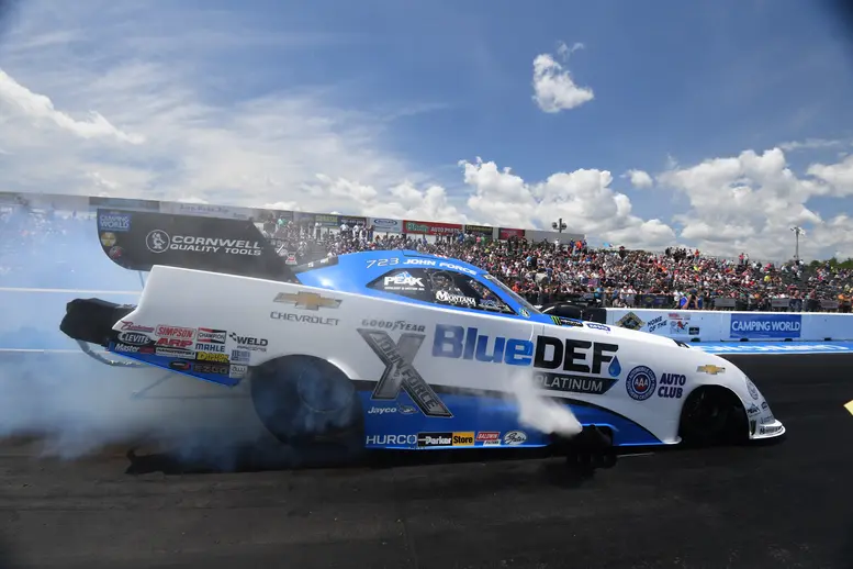 John Force wins his 153 Wally in Funny Car at the TascaParts.com New England Nationals