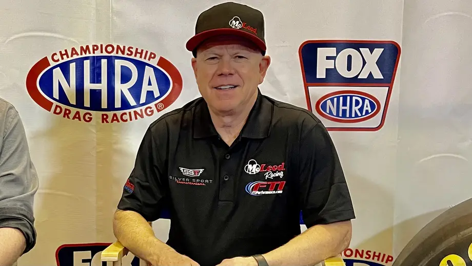 Paul Lee on the NHRA on FOX stage at the 2021 PRI Show