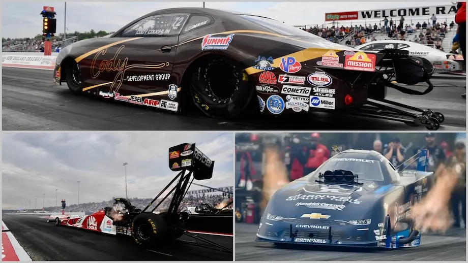  Prock, Kalitta, and Cody Coughlin haul in Friday’s No. 1 “Clawifier” award at NHRA New England Nationals