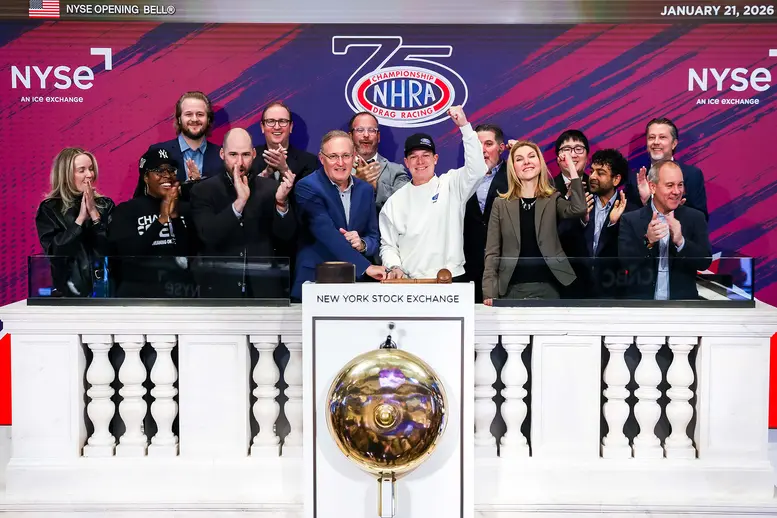 Austin Prock, Doug Kalitta and representatives from NHRA and VICE rang the Opening Bell at the NYSE