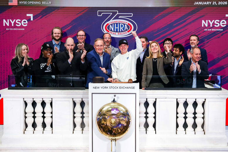 Austin Prock, Doug Kalitta and representatives from NHRA and VICE rang the Opening Bell at the NYSE