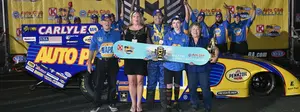 Ron Capps in winner's circle 2016 Winternationals