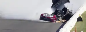 Alexis DeJoria walks away after Funny Car crash at Midwest Nationals