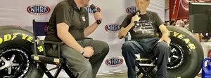 Gene Winfield on the NHRA stage at the 2021 SEMA Show