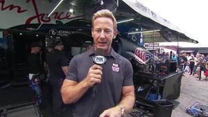 The aftermath of Austin Prock&#039;s Funny Car explosion