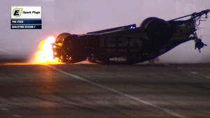 Eric Lationo crashes during qualifying at the 2024 Texas NHRA FallNationals