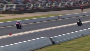 Angie Smith is the low qualifier in Pro Stock Motorcycle on Friday of the 2025 Gerber Collision Route 66 NHRA Nationals