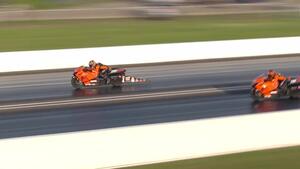 Gaige Herrera is the low qualifier in Pro Stock Motorcycle on Friday of the 2025 Cornwell Quality Tools NHRA U.S. Nationals