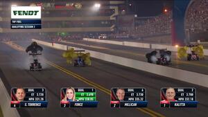 Brittany Force is the low qualifier in Top Fuel on Friday of the 2025 NHRA 4-Wide Carolina Nationals