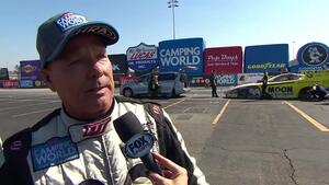 Funny Car driver Jim Campbell  talks about going into the sand at Auto Club Raceway at Pomona