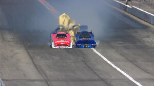 Bob Tasca III, Terry Haddock almost play tag at 325 mph at 2022 Winternationals