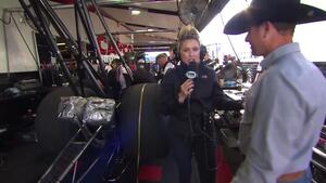 Steve Torrence's team adjusts tire pressure to prepare for cool conditions
