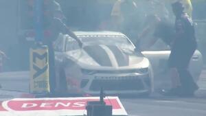 Chris McGaha's Camaro bursts into flames after burnout