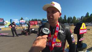 Gaige Herrera wins the Mission Callenge in Pro Stock Motorcycle at the 2023 Flav-R-Pac NHRA Northwest Nationals.