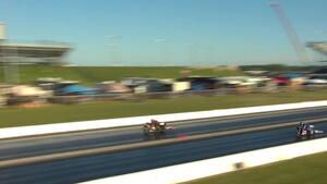 Gaige Herrera is the low qualifier in Pro Stock Motorcycle Friday at the 2023 Dodge Power Brokers NHRA U.S. Nationals